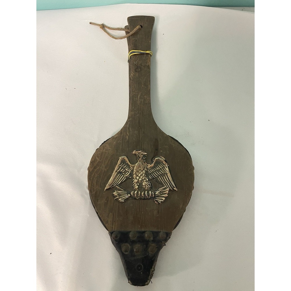 VTG Fireplace Bellow Air Blower, Fire Starter‎ - Wood & Leather with Brass Eagle
